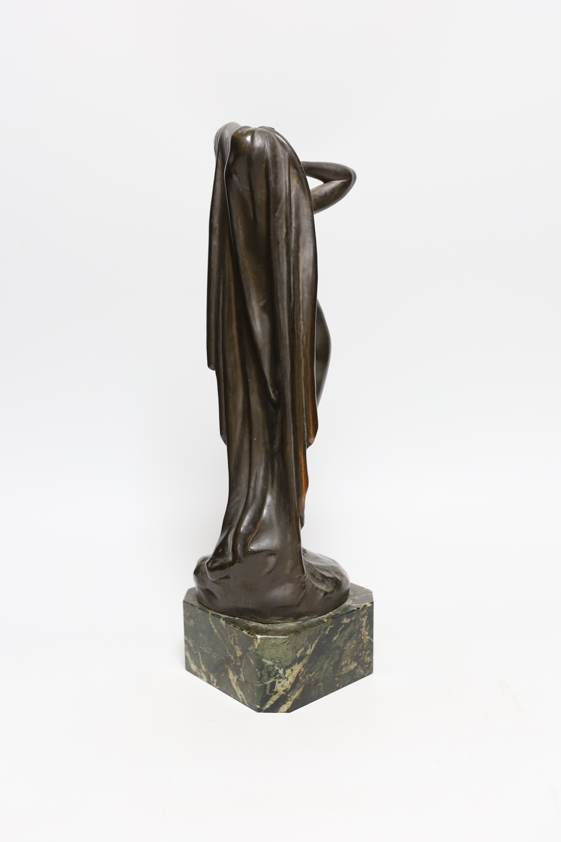 Eugen Schlipf (German, 1869-1943). A standing female nude female, on marble base, signed, 36cms high